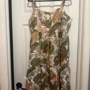 Tropical Leaf Print Dress